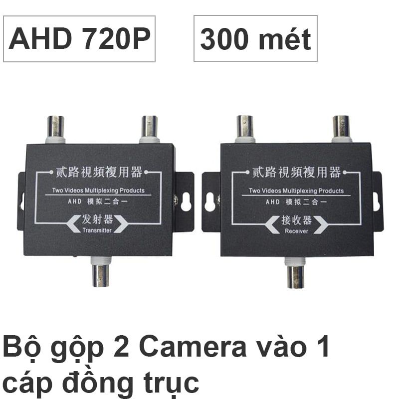 Bộ gộp 2 Camera AHD đi trên 1 cáp đồng trục 300 mét 8602 - Phụ Kiện Điện Tử Việt Nam Bộ gộp 2 Camera AHD đi trên 1 cáp đồng trục 300 mét 8602