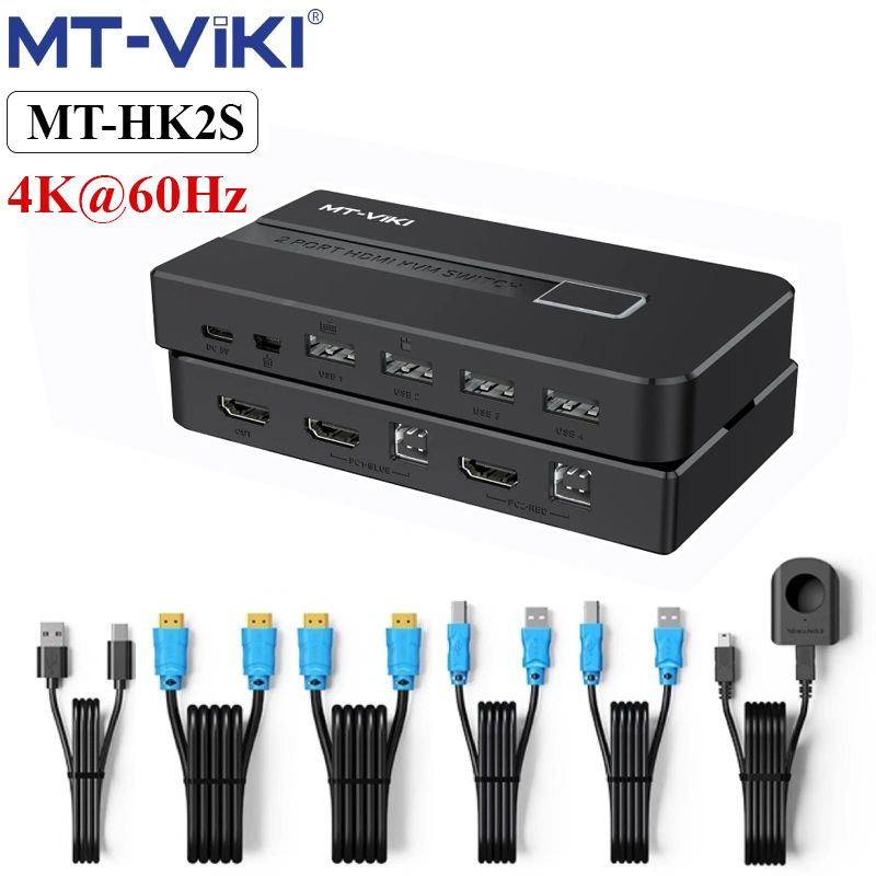 KVM Switch HDMI 2x1 - Bộ chuyển mạch HDMI và USB 2 vào 1 ra 4K60Hz MT-VIKI MT-KH2S