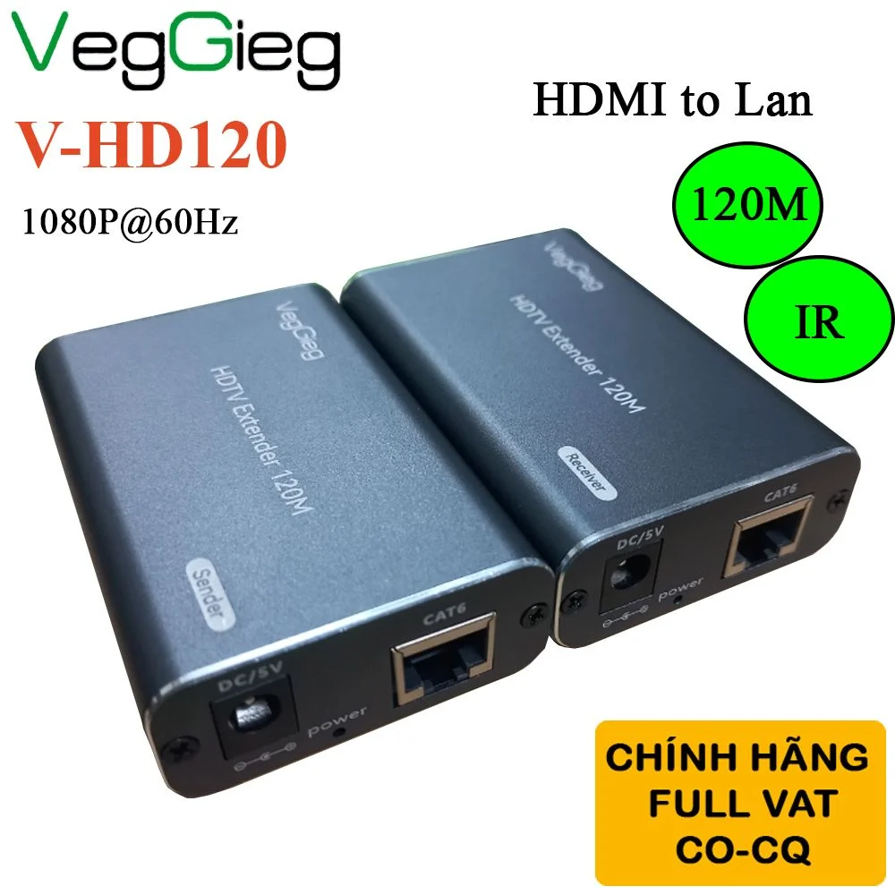 Bộ khuếch đại mở rộng HDMI 1080P qua dây cáp mạng 120 mét chính hãng VegGieg V-HD120 - Phụ Kiện Điện Tử Việt Nam Bộ khuếch đại mở rộng HDMI 1080P qua dây cáp mạng 120 mét chính hãng VegGieg V-HD120