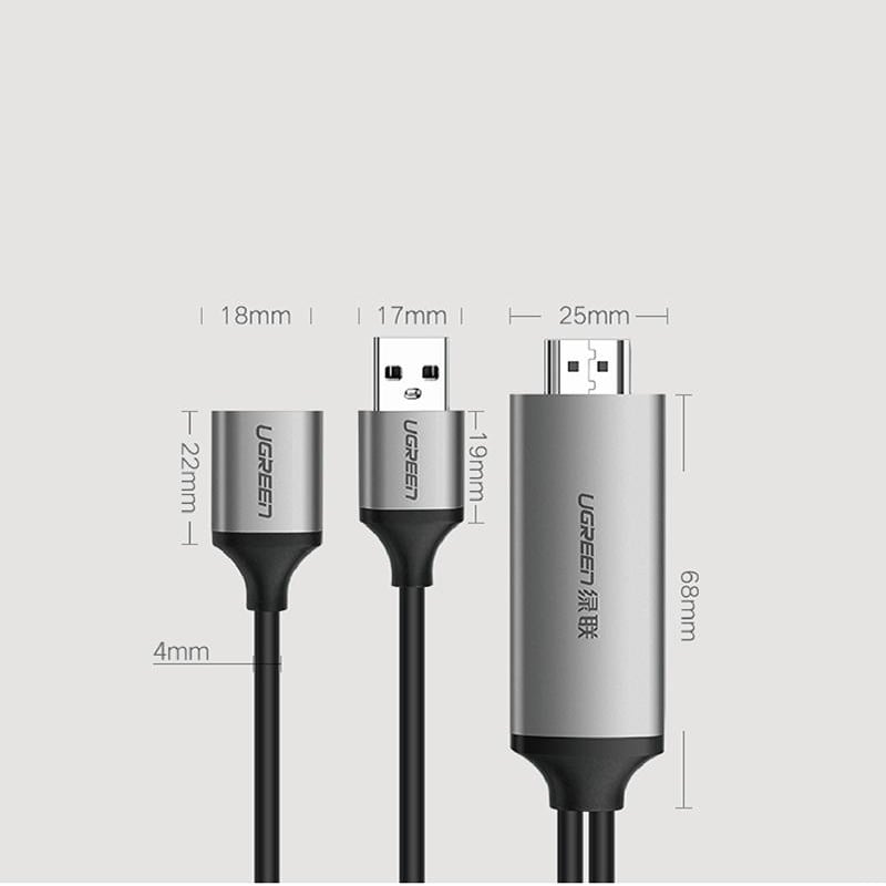cap chuyen usb, micro usb, usb type-c ligntning ra hdmi ugreen 1,5 met 50291