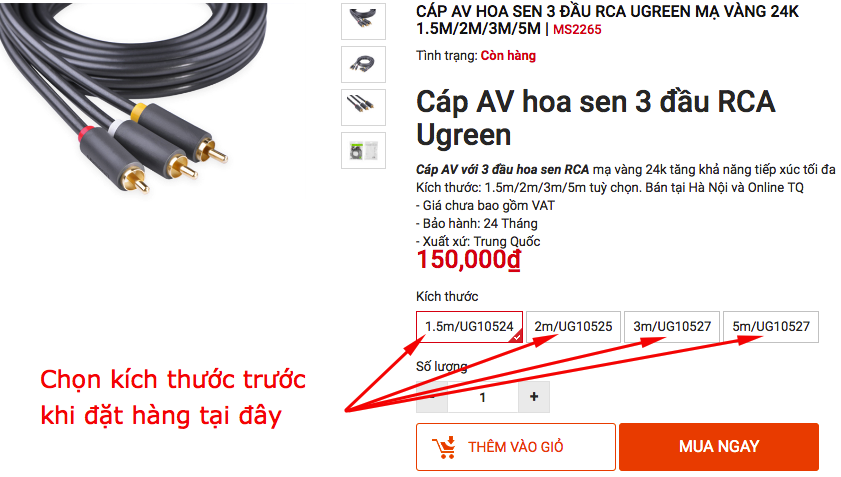 Cáp AV RCA 3 ra 3 AV RCA Ugreen mạ vàng 24K 1.5M 2M 3M 5M - Phụ Kiện Điện Tử Việt Nam cap AV 3 đầu hoa sen ugreen
