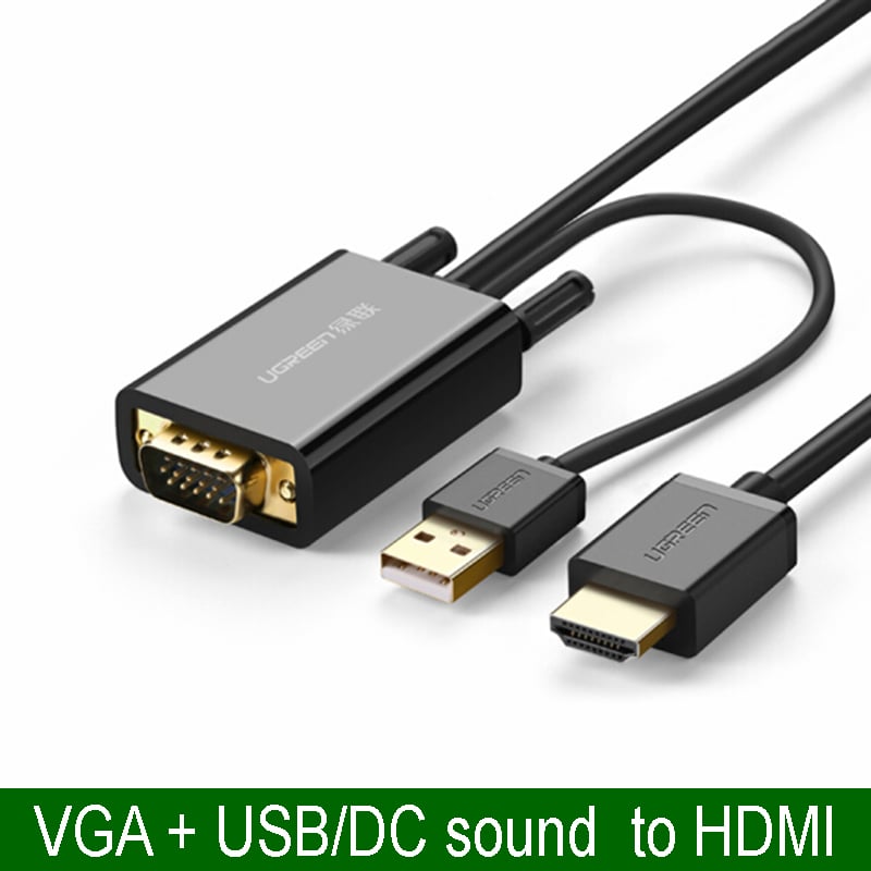 VGA USB audio sang HDMI 2 mét Ugreen 30840 - Cáp VGA ra HD - Phụ Kiện Điện Tử Việt Nam cap chuyen vga sang hdmi 2 met ugreen