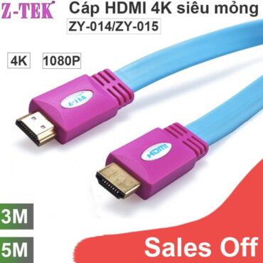 Cáp HDMI 4K siêu mỏng Z-TEK 3M-5M chuẩn 1.4 - Dây cáp HD dẹp mỏng 4K 3D 1080P V1.4 chính hãng Z-TEK - Phụ Kiện Điện Tử Việt Nam