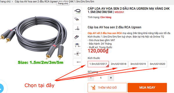 Cáp AV RCA 2 ra 2 AV RCA Ugreen 0.5M 1M 1.5M 2M 3M 5M - Phụ Kiện Điện Tử Việt Nam Cáp loa AV hai đầu hoa sen