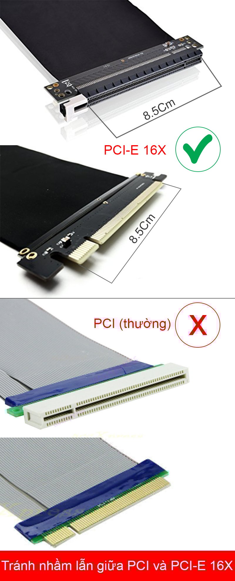Dây mở rộng khe cắm PCI-E 16X 3.0 32Gbps cho card màn hình 30Cm (không cần cấp nguồn) - Phụ Kiện Điện Tử Việt Nam cap tang khoang cach cam card pci-e 16x