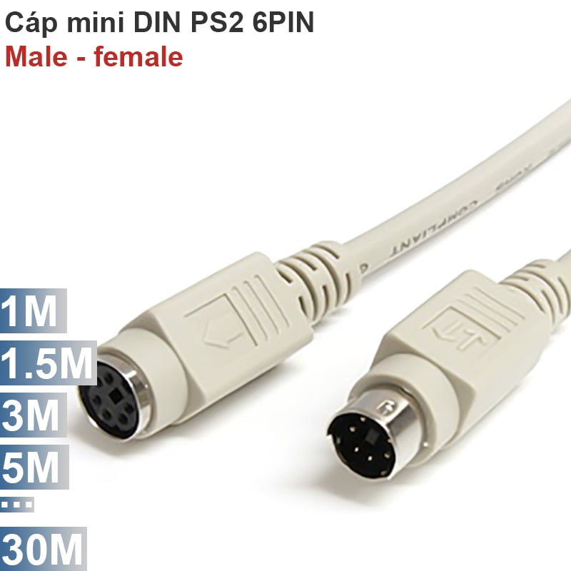 Cáp MD6 Male - Female cáp nối dài chuột bàn phím cổng PS2 1M 1.5M 3M 5M 10M ... 30M - Phụ Kiện Điện Tử Việt Nam cap mini din 6pin