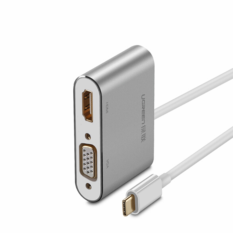 USB type-C to HDMI VGA 15Cm hỗ trợ 1080P 4K30Hz UGREEN 50317 vỏ nhôm - Phụ Kiện Điện Tử Việt Nam Cap chuyen usb-c sang hdmi và vga ugreen 50317