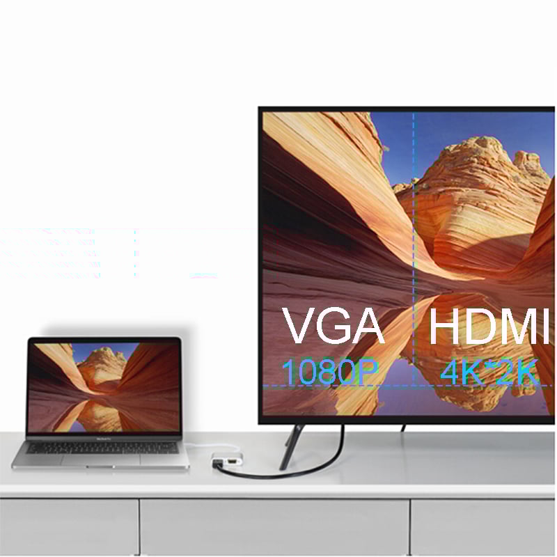 USB type-C to HDMI VGA 15Cm hỗ trợ 1080P 4K30Hz UGREEN 50317 vỏ nhôm - Phụ Kiện Điện Tử Việt Nam Cap chuyen usb-c sang hdmi và vga ugreen 50317