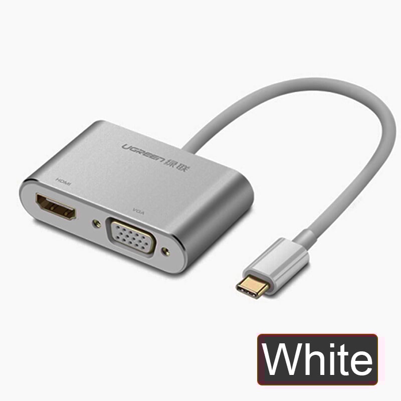 USB type-C to HDMI VGA 15Cm hỗ trợ 1080P 4K30Hz UGREEN 50317 vỏ nhôm - Phụ Kiện Điện Tử Việt Nam Cap chuyen usb-c sang hdmi và vga ugreen 50317