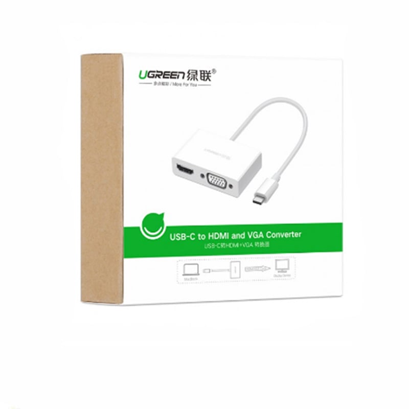 USB type-C to HDMI VGA 15Cm hỗ trợ 1080P 4K30Hz UGREEN 50509 - Phụ Kiện Điện Tử Việt Nam cap chuyen usb-c ra hdmi và vga