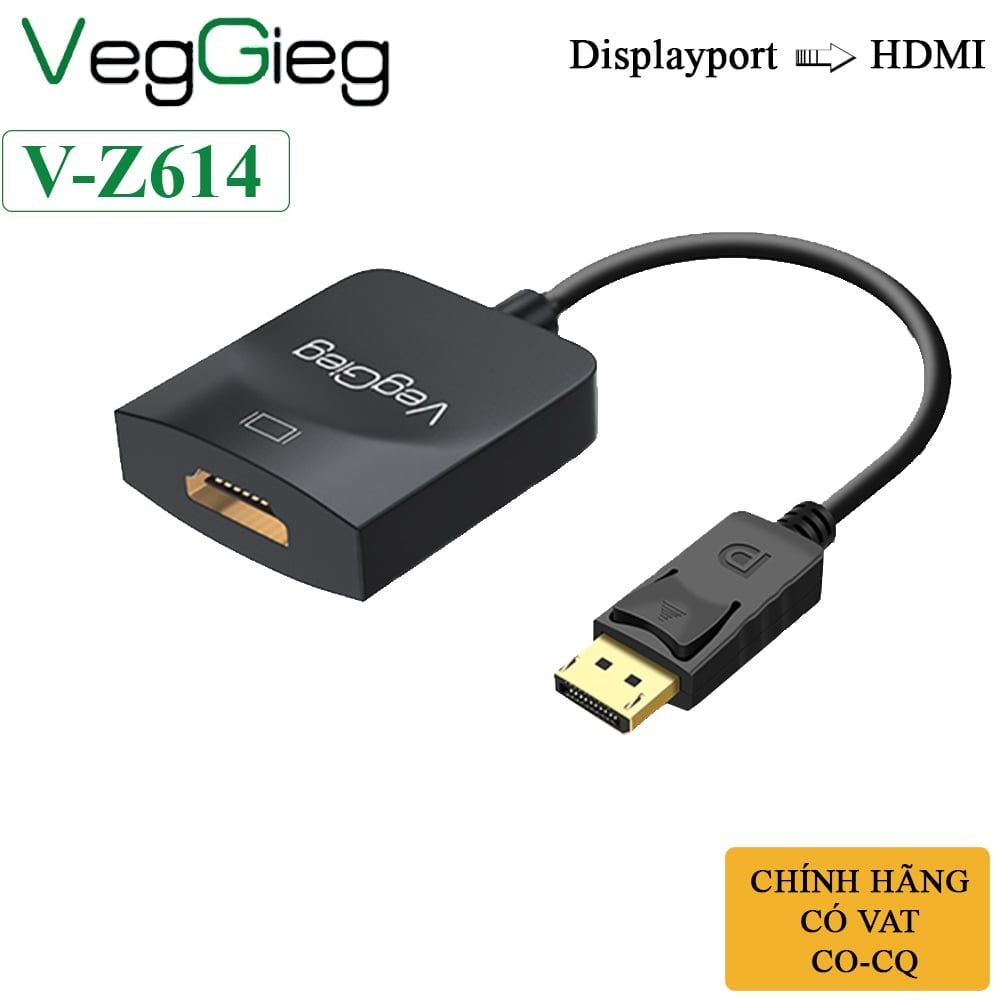 Cáp chuyển Displayport sang HDMI chính hãng VegGieg V-Z614 - Phụ Kiện Điện Tử Việt Nam Cáp chuyển Displayport sang HDMI chính hãng VegGieg V-Z614 full HD 1920*1080@60Hz