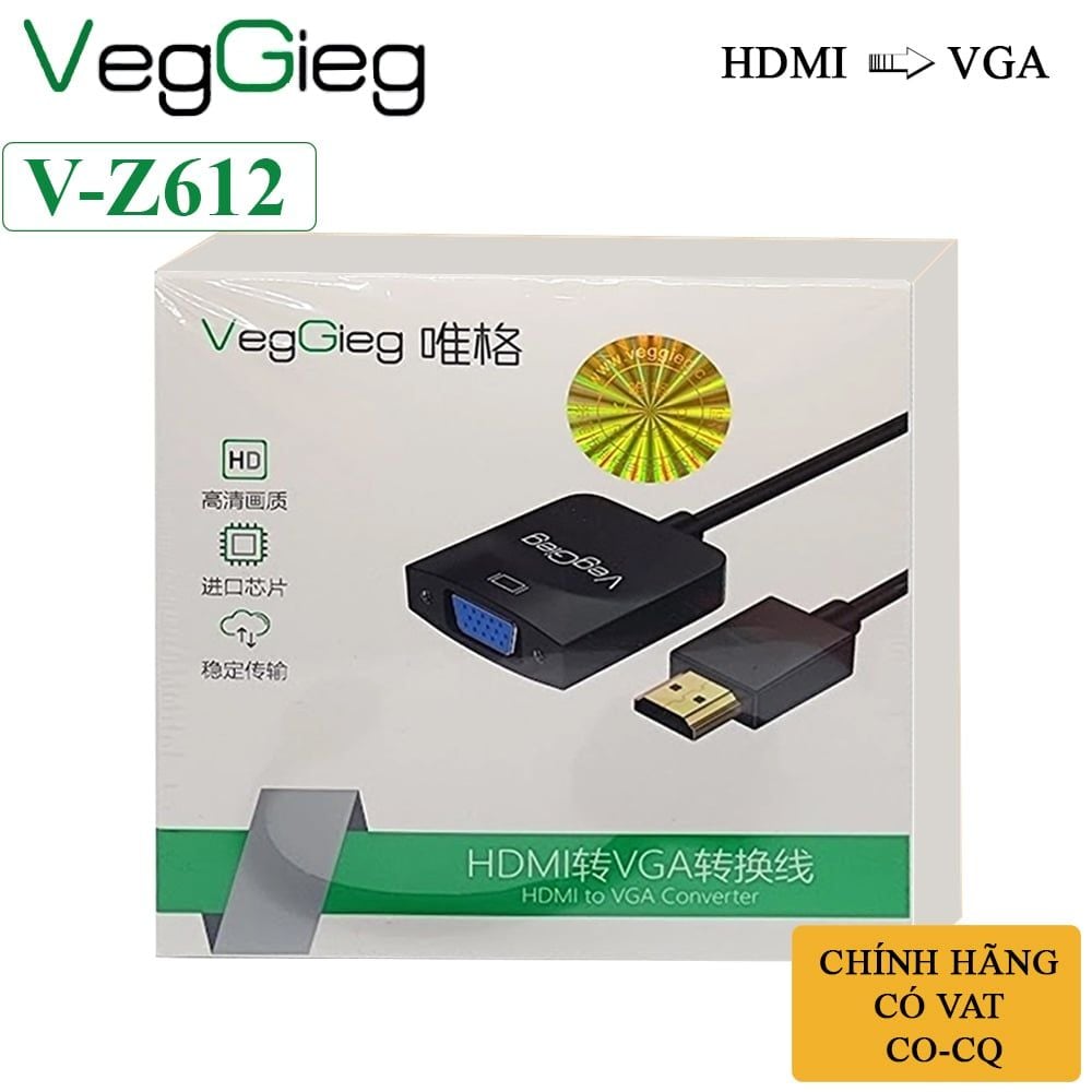 Cáp chuyển HDMI ra VGA 1080P chính hãng Veggieg V-Z612 - Phụ Kiện Điện Tử Việt Nam Cáp chuyển HDMI ra VGA VegGieg Full HD 1920*1080P 60Hz V-Z612