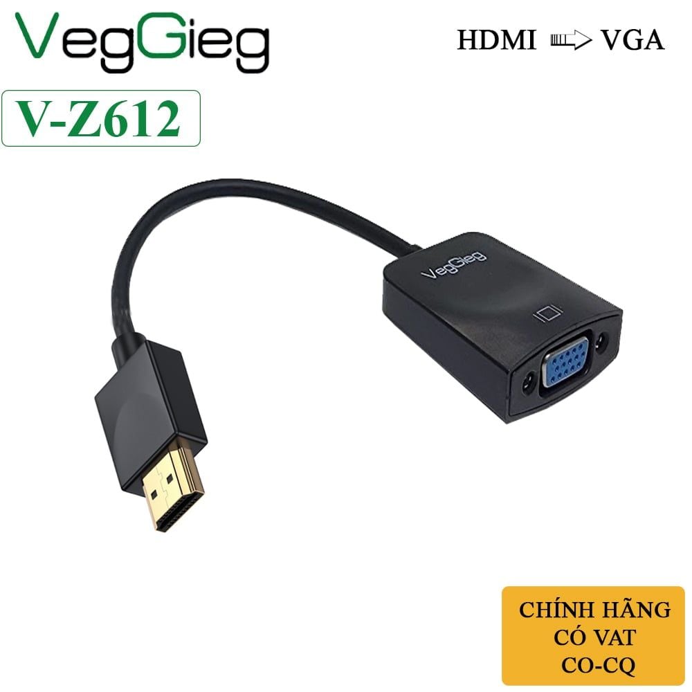 Cáp chuyển HDMI ra VGA 1080P chính hãng Veggieg V-Z612 - Phụ Kiện Điện Tử Việt Nam Cáp chuyển HDMI ra VGA VegGieg Full HD 1920*1080P 60Hz V-Z612
