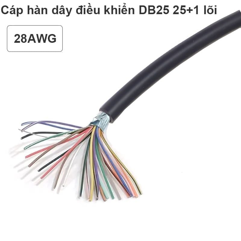Cáp hàn dây tín hiệu điều khiển RS232 DB25 lõi đồng mạ thiếc 28AWG - Phụ Kiện Điện Tử Việt Nam