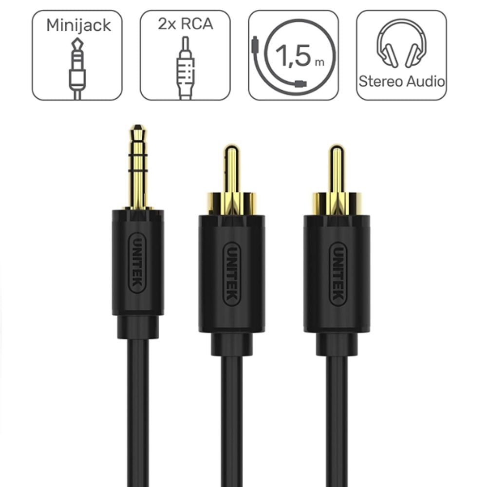 Dây cáp loa 3.5mm ra 2 hoa sen RCA chính hãng Unitek C9022BK - 3M - Phụ Kiện Điện Tử Việt Nam Dây cáp loa 3.5mm ra 2 hoa sen RCA chính hãng Unitek C9022BK - 3M - Phụ Kiện Điện Tử Việt Nam