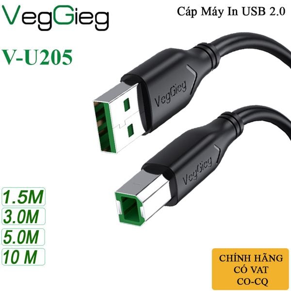 Dây máy in USB 2.0 chính hãng Veggieg dài 1.5M, 3M, 5M, 10M - Phụ Kiện Điện Tử Việt Nam Dây máy in cổng USB hãng Veggieg dài 1.5M, 3M, 5M, 10M