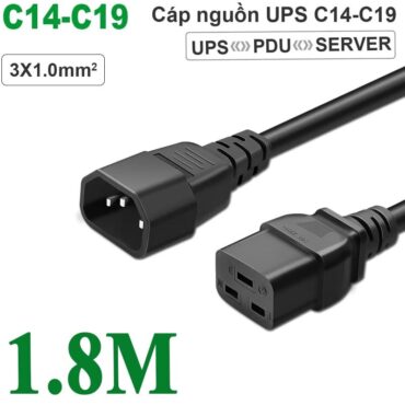 Dây cáp nguồn UPS C14-C19 lõi đồng 3x1.0mm2 10A-250V dài 1.8M, 3M - Phụ Kiện Điện Tử Việt Nam Cáp nguồn C14-C19 lõi 3*1.0mm2 ~ Kích cỡ: 1.8m