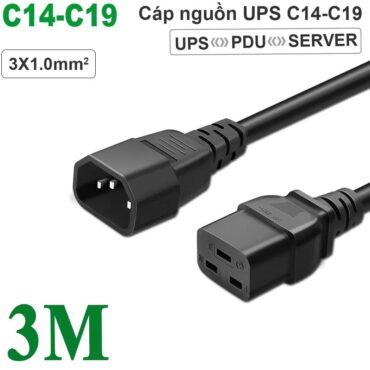 Dây cáp nguồn UPS C14-C19 lõi đồng 3x1.0mm2 10A-250V dài 1.8M, 3M - Phụ Kiện Điện Tử Việt Nam Cáp nguồn C14-C19 lõi 3*1.0mm2 ~ Kích cỡ: 3m