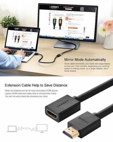 Cáp nối dài HDMI 1 đầu âm 1 đầu dương Ugreen 0.5M | 1M | 2M | 3M | 5M - Phụ Kiện Điện Tử Việt Nam