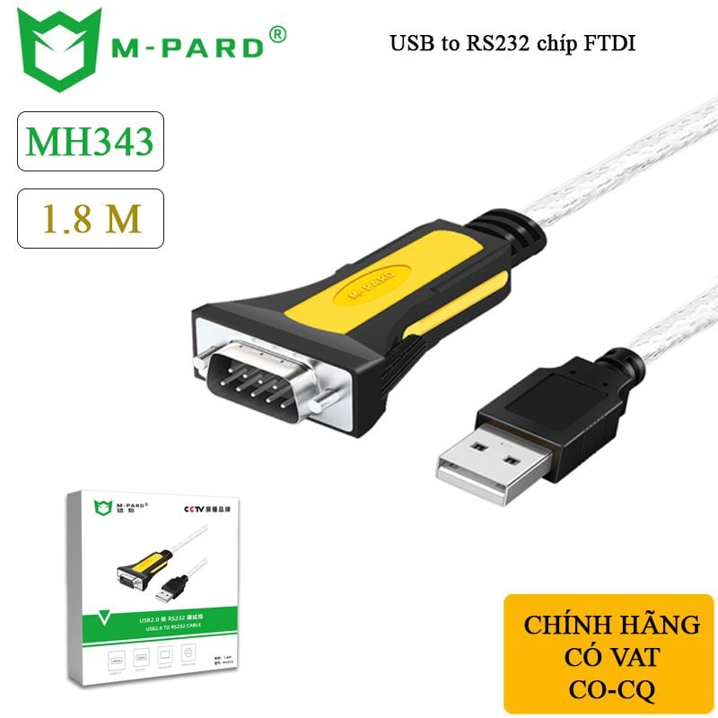 USB to COM DB9 RS232 chip FTDI dài 1,8M M-PARD MH343 - Phụ Kiện Điện Tử Việt Nam USB to COM DB9 RS232 chip FTDI dài 1,8M M-PARD MH343