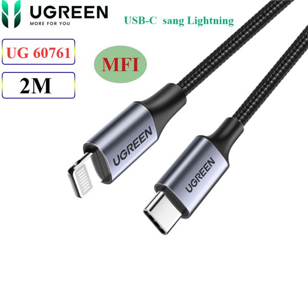 Cáp chuyển USB Type C 2.0 sang Lightning sạc nhanh 3A dài 2m Ugreen 60761 - Phụ Kiện Điện Tử Việt Nam Cáp chuyển USB Type C 2.0 sang Lightning sạc nhanh 3A dài 2m Ugreen 60761 - Phụ Kiện Điện Tử Việt Nam