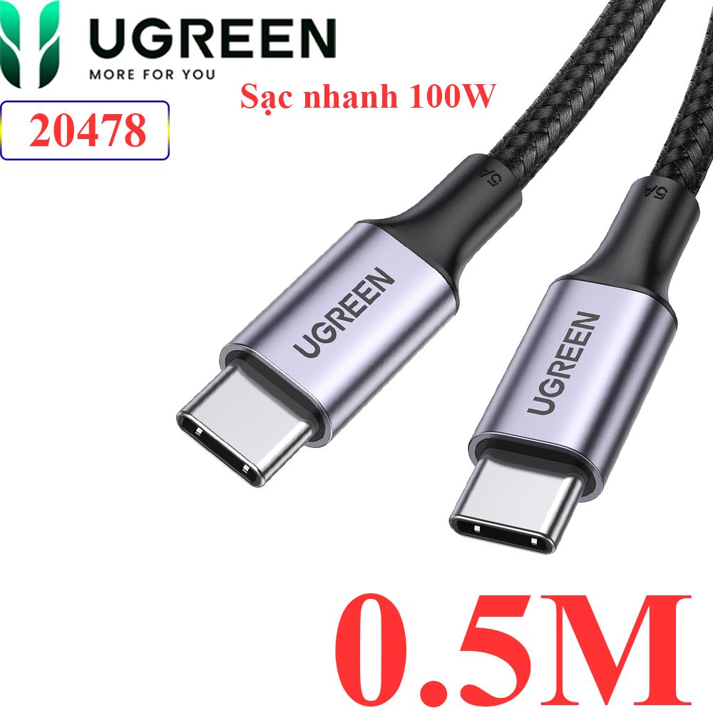 Cáp sạc nhanh 100W USB type-C Ugreen US316 dài 0.5M 1M 1.5M 2M 3M - Phụ Kiện Điện Tử Việt Nam