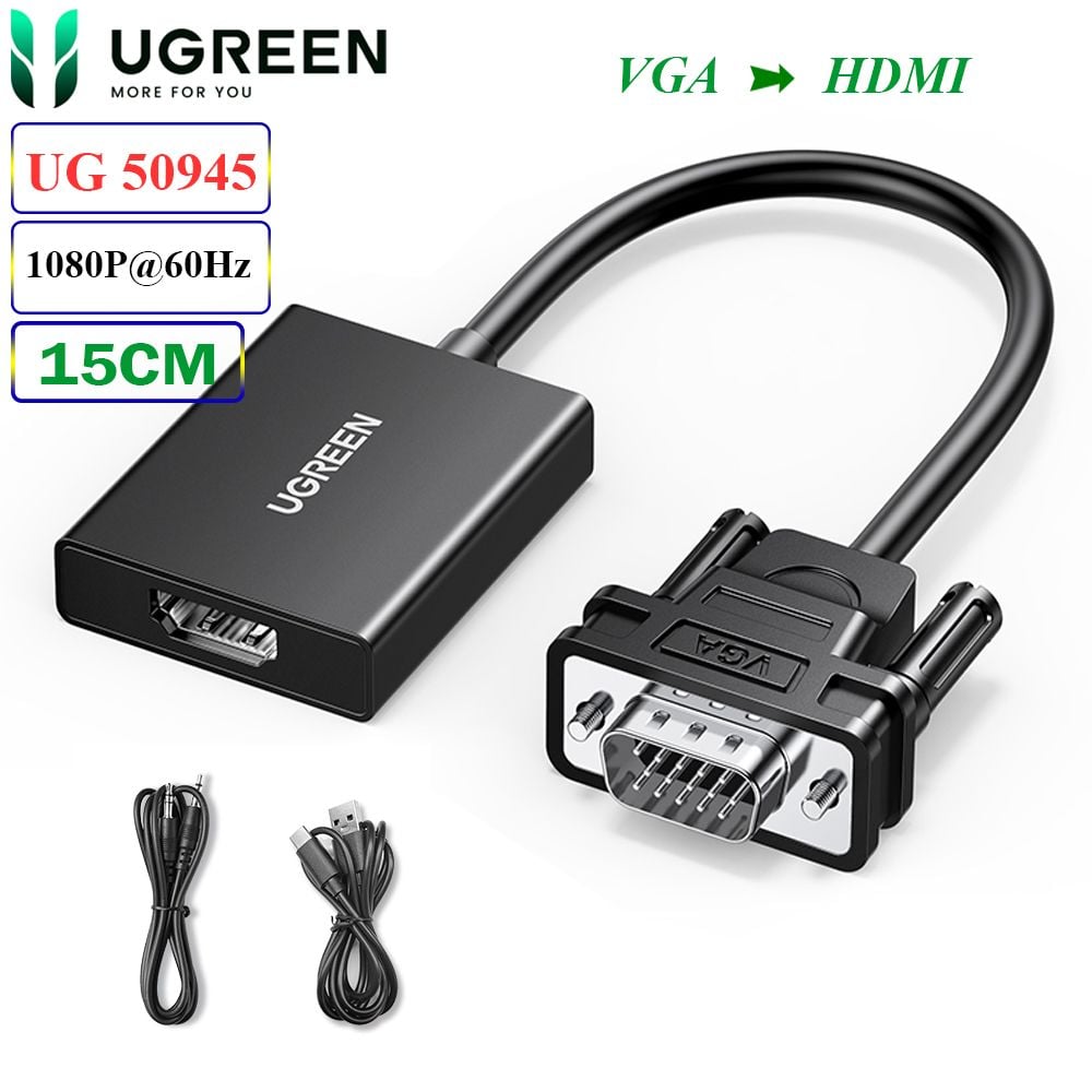Cáp chuyển VGA Audio 3.5mm sang HDMI converter 1080P Ugreen 50945 CM513 - CM269 - Phụ Kiện Điện Tử Việt Nam Cáp chuyển VGA Audio 3.5mm sang HDMI converter 1080P Ugreen 50945 CM513 - CM269 - Phụ Kiện Điện Tử Việt Nam