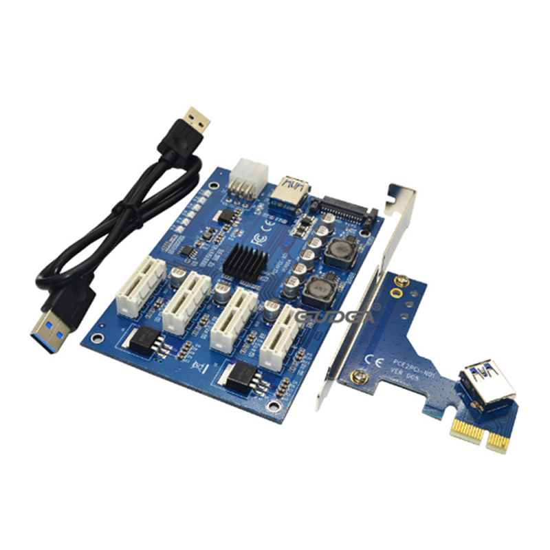 Card chuyển đổi PCI-E 1x ra 4 PCI-E 1X, Card chuyển đổi phụ kiện điện tử - Phụ Kiện Điện Tử Việt Nam card chia 1 thanh 4 cong pci-e 1x cho pc