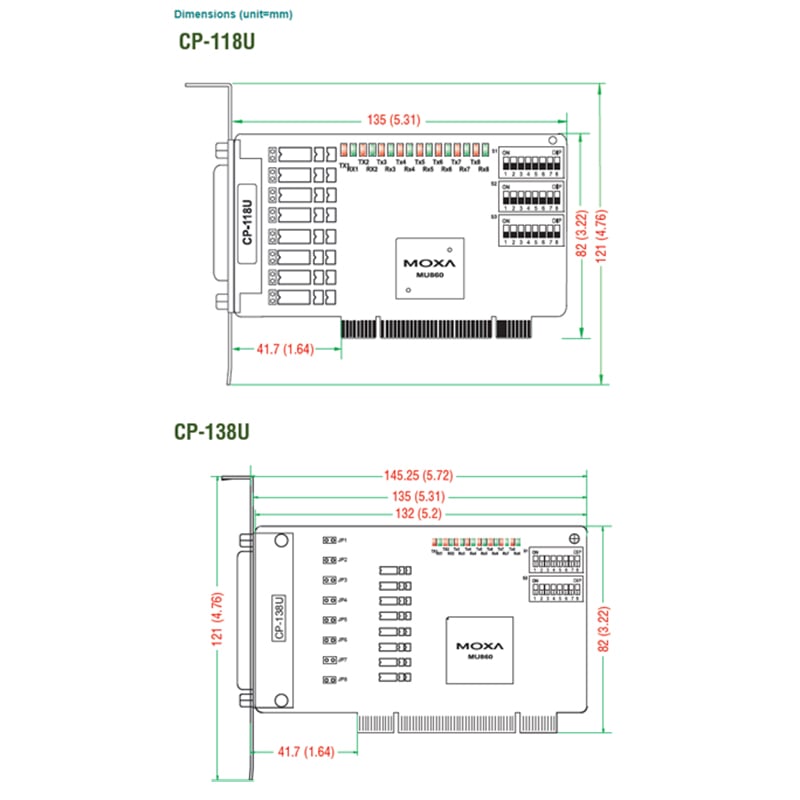 Card chuyển đổi PCI sang 8 RS232/422/485 Moxa CP-118U - Phụ Kiện Điện Tử Việt Nam CP-138U va CP-118U Moxa
