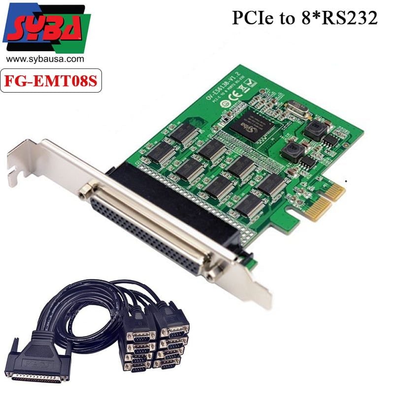 Card PCI-E 1x mở rộng ra 8 cổng RS232 DB9 Syba FG-EMT09A / FG-EMT08S - Phụ Kiện Điện Tử Việt Nam