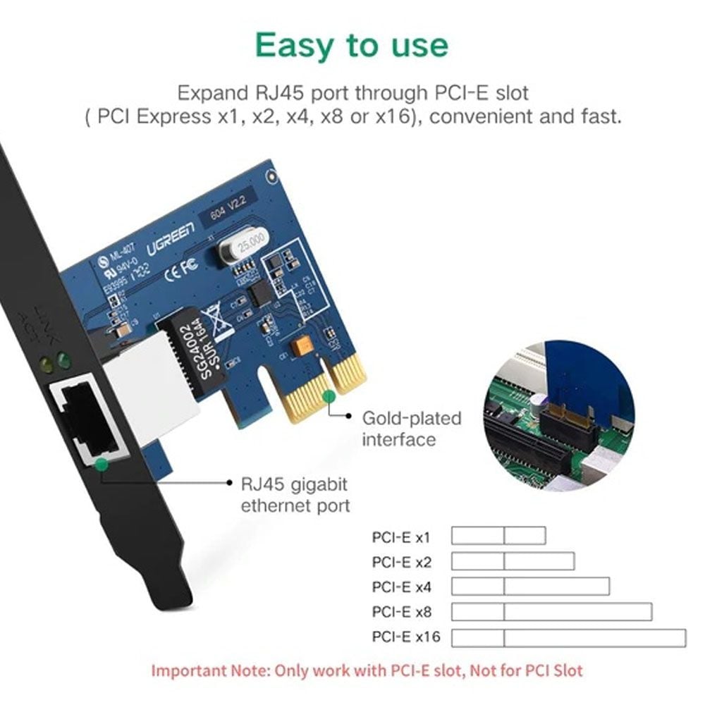Card mạng lan Gigabit Ugreen 30771 LAN PCI Express Gigabit Ethernet 10/100/1000Mbps Ugreen US230 - Phụ Kiện Điện Tử Việt Nam Card mạng lan Gigabit Ugreen 30771 LAN PCI Express Gigabit Ethernet 10/100/1000Mbps Ugreen US230 - Phụ Kiện Điện Tử Việt Nam