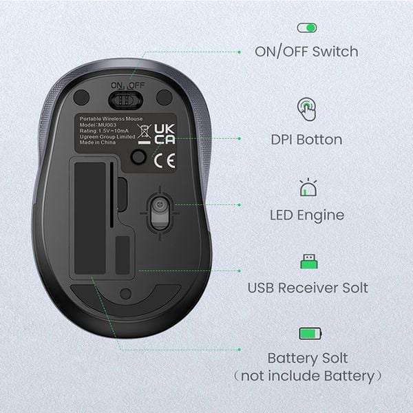 Chuột không dây 2.4G cao cấp 2400DPI Ugreen 90371 MU003 - Phụ Kiện Điện Tử Việt Nam