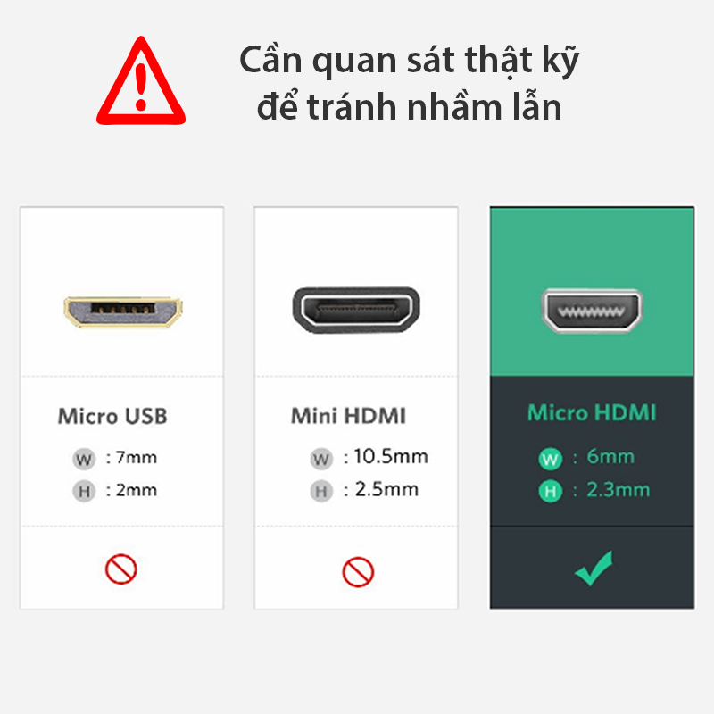 Cáp Micro HDMI sang HDMI Female Ugreen 20134 20cm hỗ trợ 4K60Hz - Phụ Kiện Điện Tử Việt Nam day chuyen micro hdmi ra hdmi dau am ugreen 20134