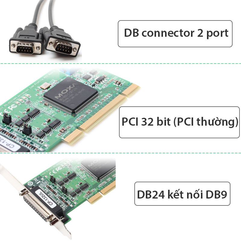 Card PCI to 2 x RS422/RS485 MOXA CP-132UL - Phụ Kiện Điện Tử Việt Nam card pci ra 2 rs232 moxa cp-132ul va cp-132ul-i