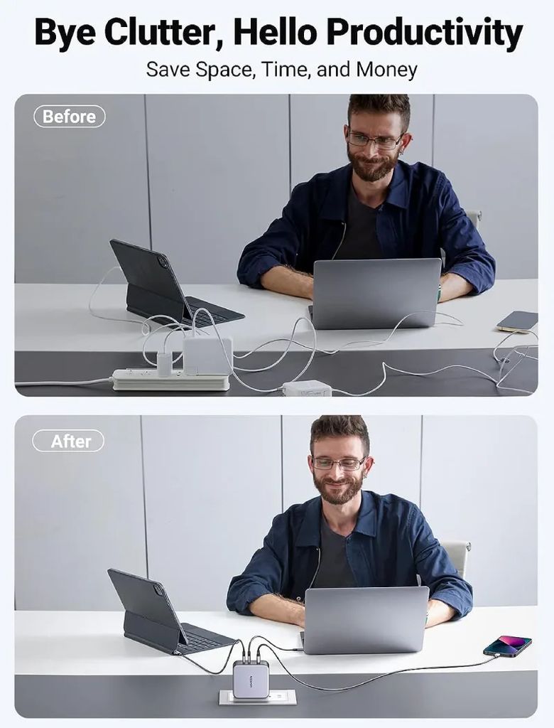 Củ sạc nhanh 140W GaN Nexode USB Type C Ugreen 90548 với 3 cổng sạc 2x USB-C, 1x USB-A - Phụ Kiện Điện Tử Việt Nam