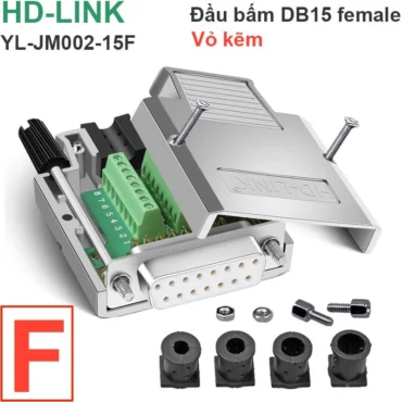 Đầu bấm cổng DB15 đực male bắt vít kèm vỏ ốp nhựa chân đồng HD-LINK YL-SCD-15M - Phụ Kiện Điện Tử Việt Nam Đầu bấm dây cáp COM D-SUB 15 chân cái female vỏ kẽm HD LINK YL JM002 15F