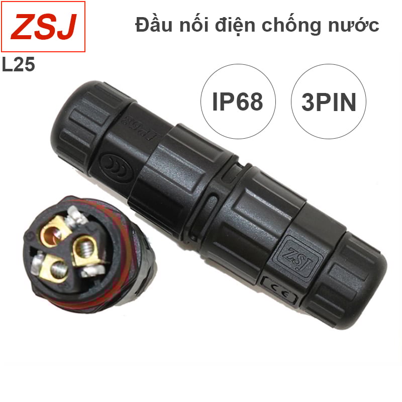 Đầu nối cút nối dây cáp điện 3 lõi 8-15mm chống nước IP68 ZSJ L25 - Phụ Kiện Điện Tử Việt Nam dau noi dien chong nuoc
