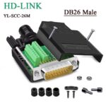 Đầu bắt vít cổng DB26 đực male/ cái female kèm vỏ ốp nhựa chân đồng HD-LINK YL-SCC-26M/YL-SCC-26F - DB26 Male / YL-SCC-26M