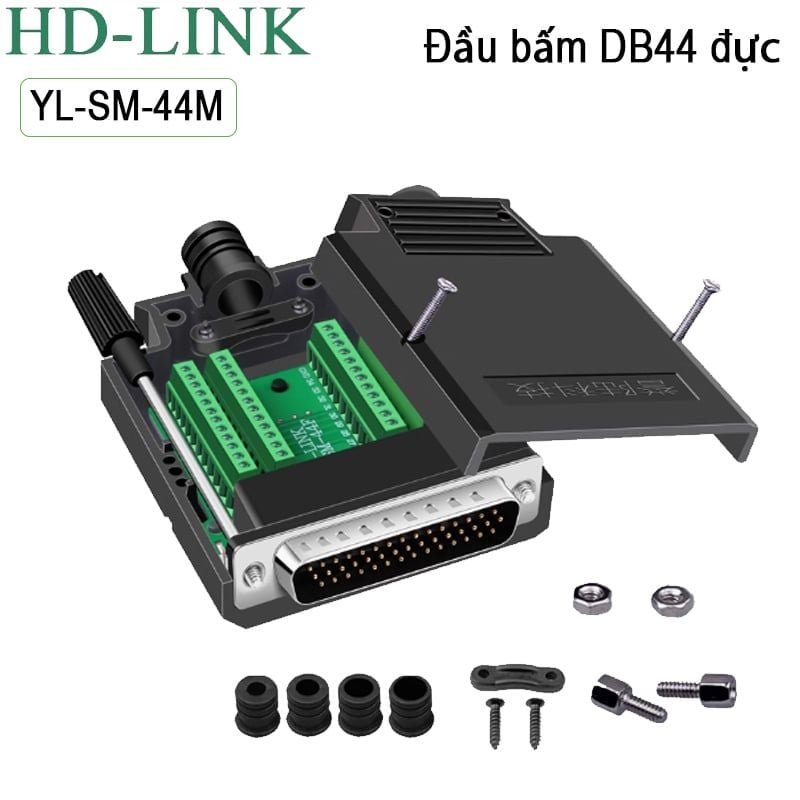 Đầu bấm cổng COM DB44 HD-LINK YL-SM-44M đầu đực kèm vỏ ốp - Phụ Kiện Điện Tử Việt Nam