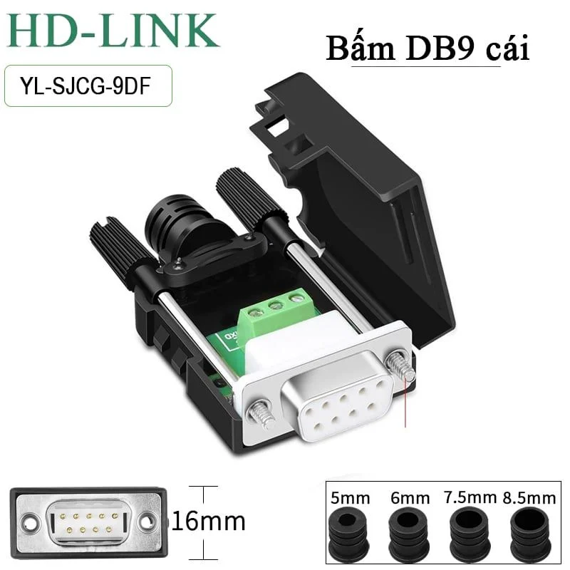 Đầu bấm DB9 RS232 Male - Female chân 2,3,5 HD-Link YL-SJCG-09DMF dùng làm cáp RS232C - Phụ Kiện Điện Tử Việt Nam