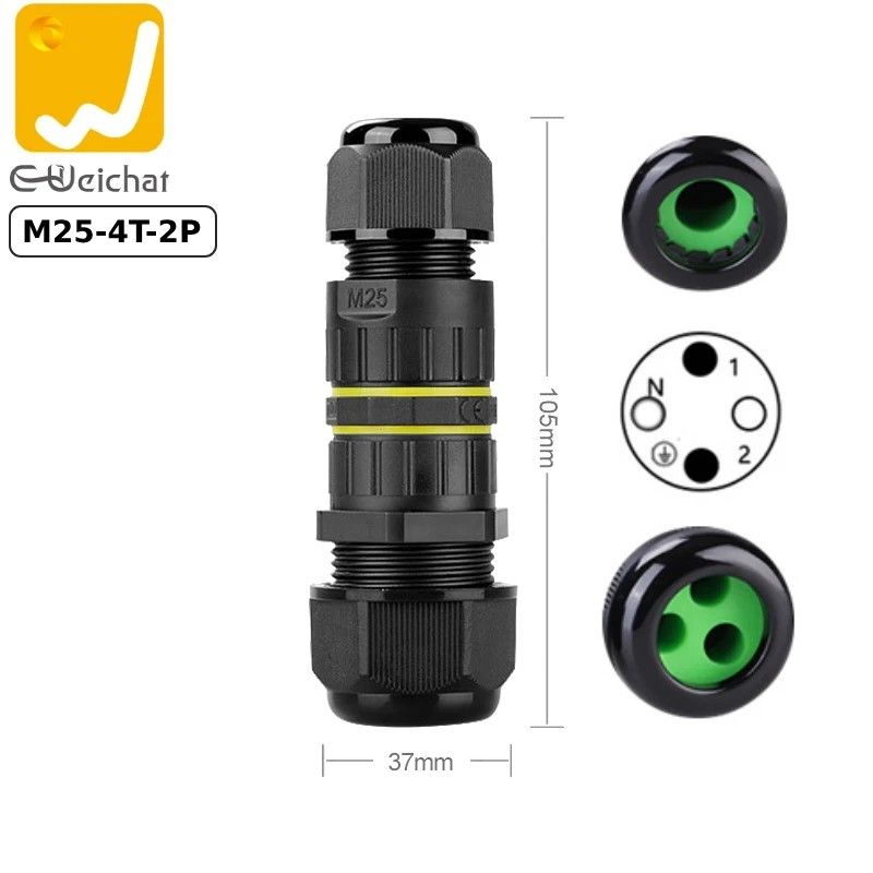 Đầu cút nối điện chia 3 dây chống nước IP68 2,3 lõi chính hãng E-Weichat EW-M25-4T - Phụ Kiện Điện Tử Việt Nam