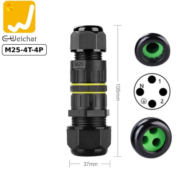Đầu cút nối điện chia 3 dây chống nước IP68 2,3 lõi chính hãng E-Weichat EW-M25-4T - Phụ Kiện Điện Tử Việt Nam