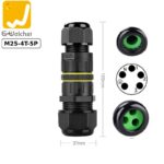 Đầu cút nối điện chia 3 dây chống nước IP68 2,3 lõi chính hãng E-Weichat EW-M25-4T - 5 lõi model EW-M25-4T-5P