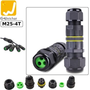 Đầu cút nối điện chia 3 dây chống nước IP68 2,3 lõi chính hãng E-Weichat EW-M25-4T - Phụ Kiện Điện Tử Việt Nam