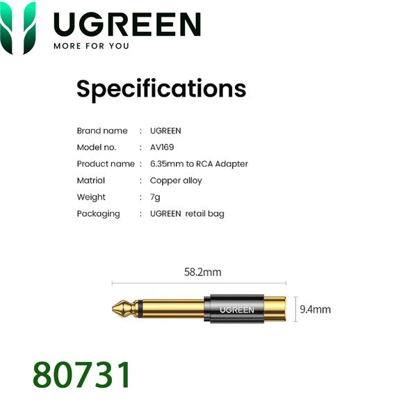 Đầu chuyển đổi âm thanh 6.5 mono đực sang AV RCA cái Ugreen 80731 - Phụ Kiện Điện Tử Việt Nam Đầu chuyển đổi âm thanh 6.5 mono đực sang AV RCA cái Ugreen 80731 - Phụ Kiện Điện Tử Việt Nam