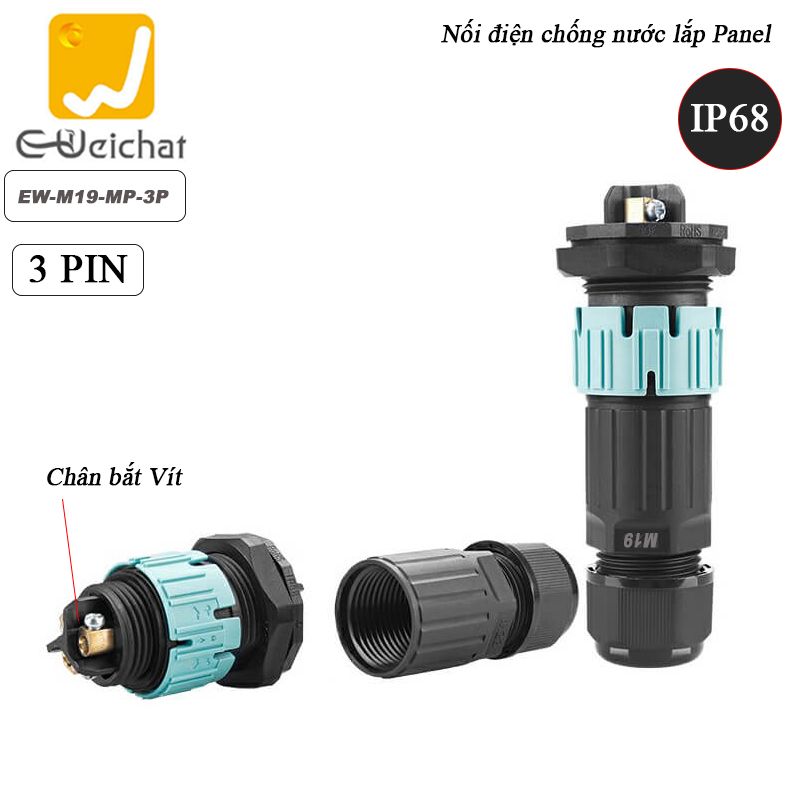 Đầu cút nối điện chống nước IP68 lắp panel hộp kỹ thuật 3,4,5 pin E-Weichat EW-M19-MP - Phụ Kiện Điện Tử Việt Nam Đầu cút nối điện chống nước IP68 lắp panel hộp kỹ thuật 3,4,5 pin E-Weichat EW-M19-MP