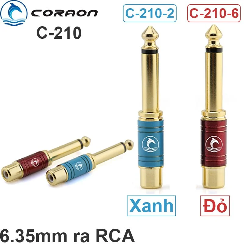 Đầu chuyển đổi audio 6.35mm đực sang AV RCA cái CORAON C-210 - Phụ Kiện Điện Tử Việt Nam Đầu chuyển đổi audio 6.35mm đực sang AV RCA cái CORAON C-210