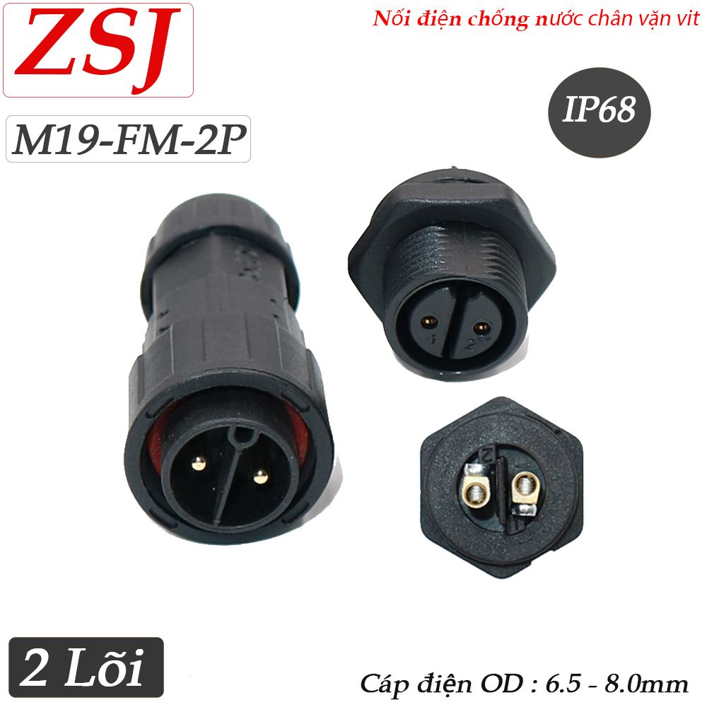 Đầu nối dây điện chống nước lắp bảng điều khiển IP68 chính hãng ZSJ M19-FP - Phụ Kiện Điện Tử Việt Nam