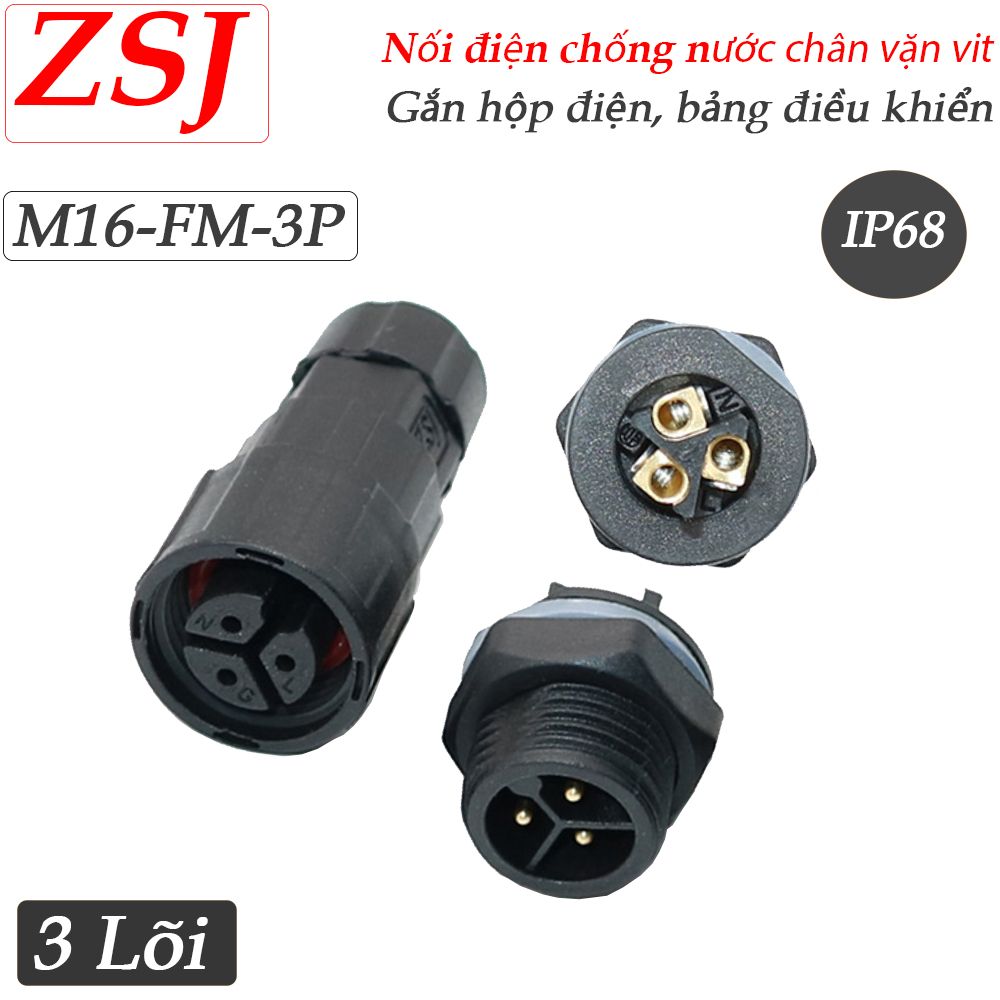 Đầu nối dây điện chống nước lắp bảng điều khiển chuẩn IP68 chính hãng ZSJ M16-FP - Phụ Kiện Điện Tử Việt Nam