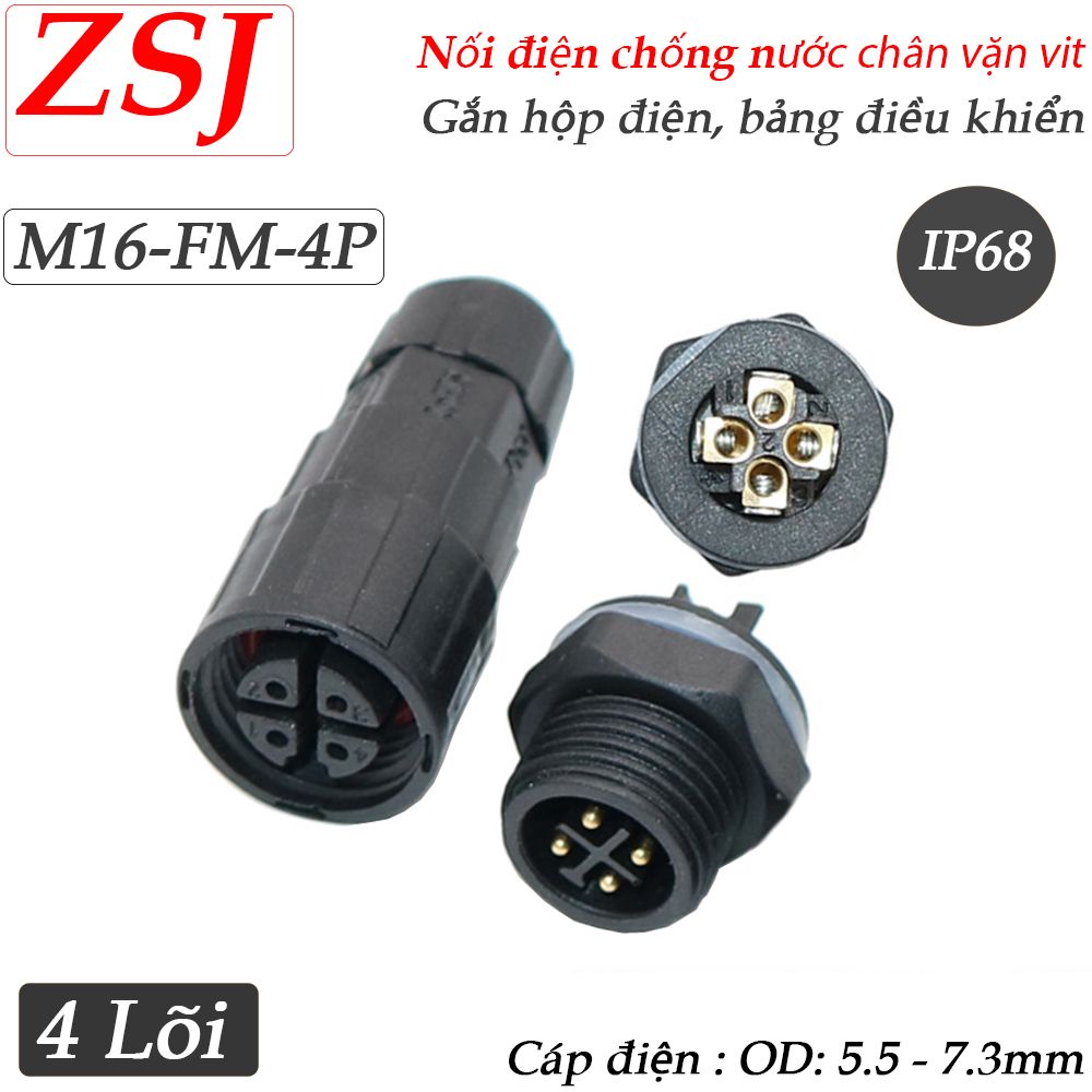 Đầu nối dây điện chống nước lắp bảng điều khiển chuẩn IP68 chính hãng ZSJ M16-FP - Phụ Kiện Điện Tử Việt Nam